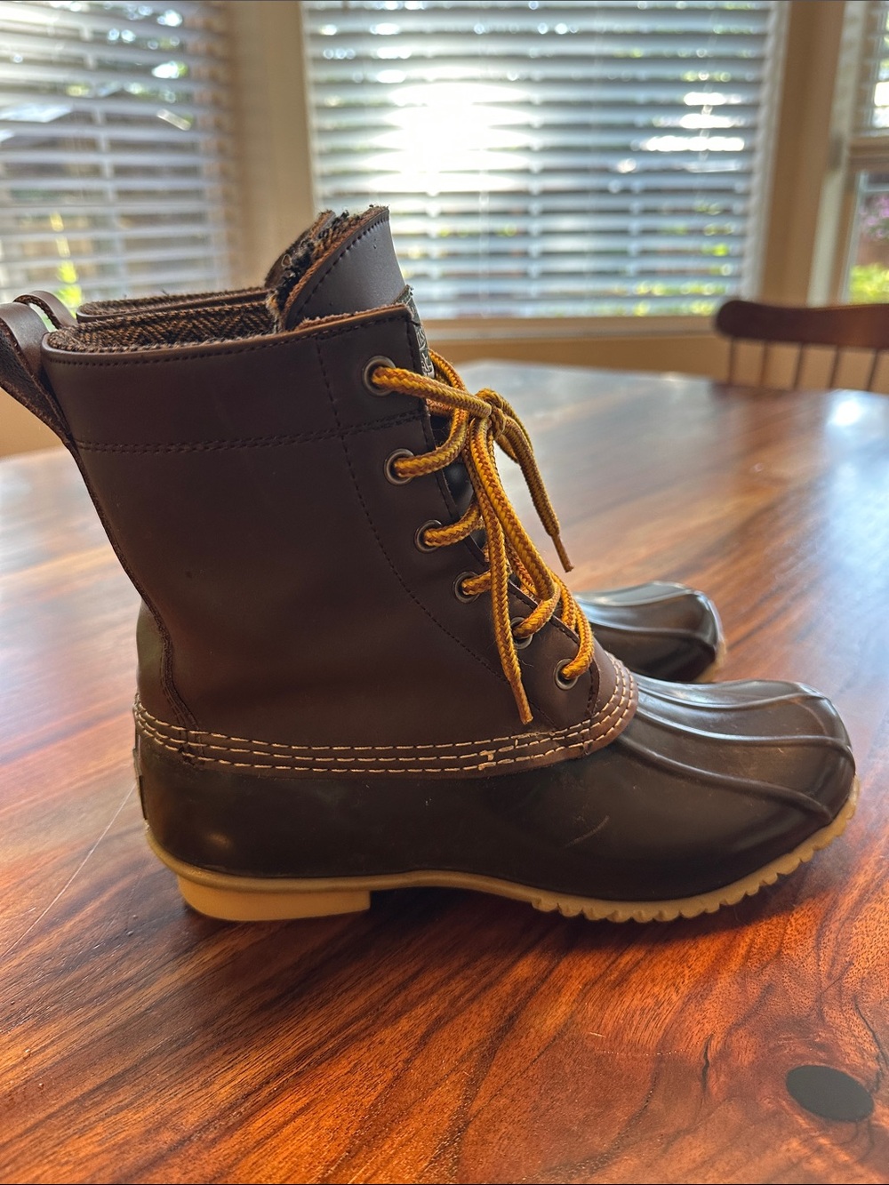 G.H. Bass & Co. Brown and Yellow Lace-Up Duck Boots - Picture 6 of 6